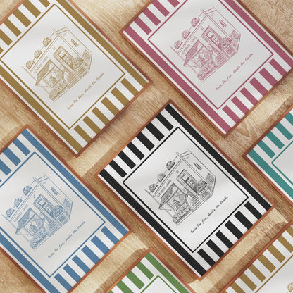 The Parent Trap Movie Art Illustration Print London Shop, Elizabeth James Bridal Store, Striped Artwork