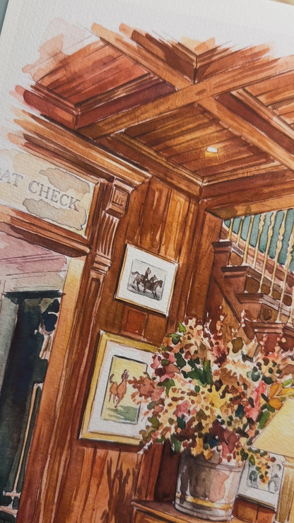 The Polo Bar NYC I The Ralph Lauren Collection | Iconic New York Polo Bar Watercolor Illustration