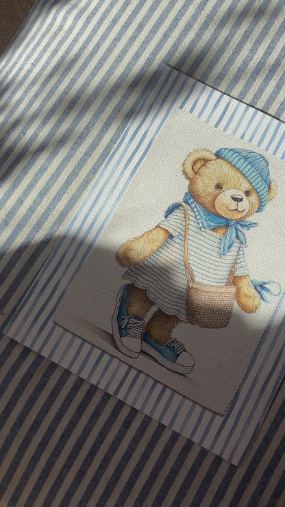 Hamptons Bear Girl Striped Print