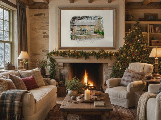 Rosehill Cottage " The Holiday " Movie Illustration Watercolor