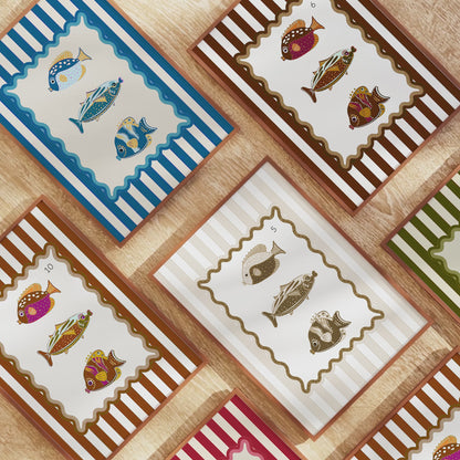 Set of 3 Gallery Prints, Lobster Sardines and Coral Illustration, Wall Art Set