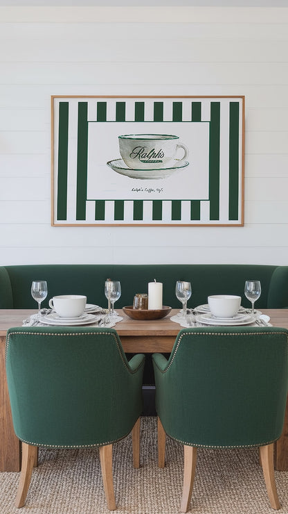 Ralph's Coffee Illustration Striped Wall Art - LIMITED EDITION