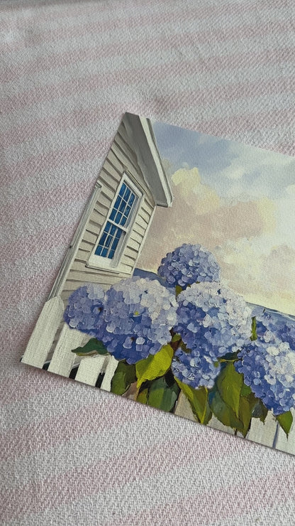Nantucket Cottage Garden Blue Hydrangea Coastal Wall Art Nantucket Harbor Artwork