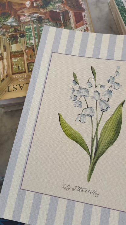 Floral Gallery Wall Collection of 6 Cotswolds Wildflower Botanical Watercolor Print Set Cottage Garden