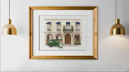 Ralph Lauren Paris Watercolor Print Ralph’s Coffee Saint Germain Illustration Paris Fashion Boutique Art Barista Polo Bear Wall Decor