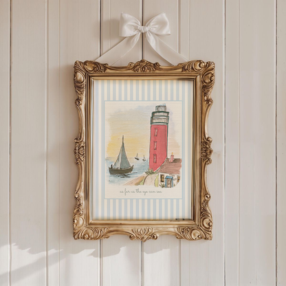 Lighthouse Watercolor Illustration, Nantucket Artwork