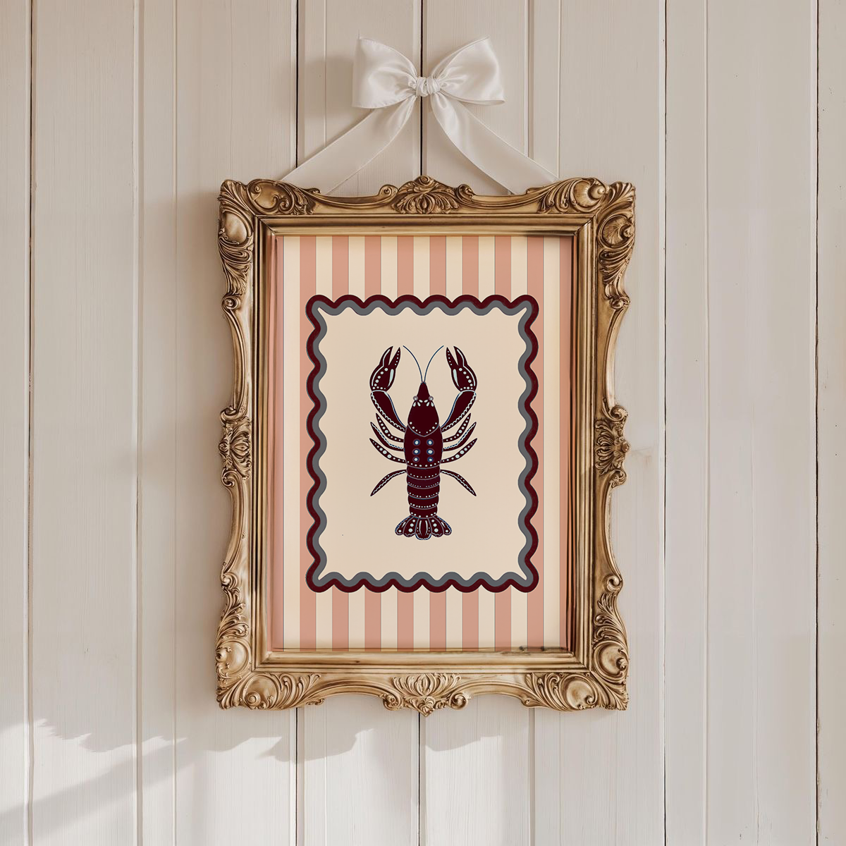 Set of 3 Coastal Prints, LA MER Collection, Lobster, Coral and Sardines